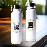 Bouteille D'eau Code QR personnalisé - Logo d'entreprise Texte du<br><div class="desc">Téléchargez un code QR ou un logo pour chaque côté, customisez le texte et créez facilement votre bouteille d'eau personnalisée. Cliquez sur MODIFIER pour modifier la couleur du texte ou la taille du texte. Vous pouvez TRANSFÉRER ce DESIGN sur d'autres produits Zazzle et l'ajuster à la plupart des articles Zazzle....</div>