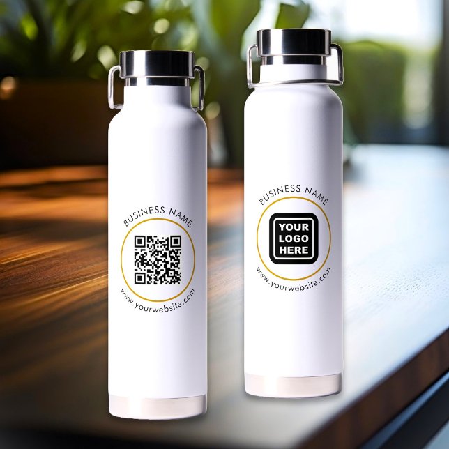 Bouteille D'eau Code QR personnalisé - Logo d'entreprise Texte du  (Créateur téléchargé)