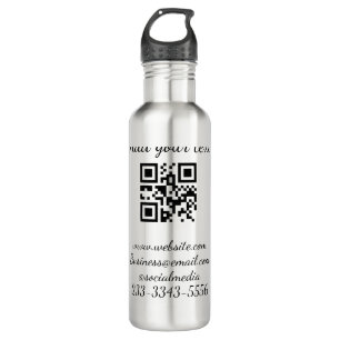 Bouteille D'eau code QR personnalisé simple ajouter votre nom text