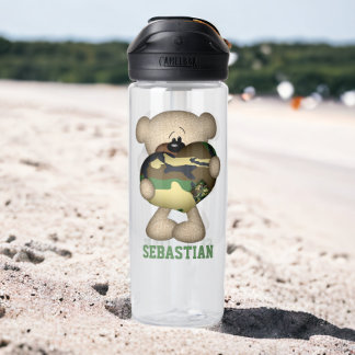 Bouteille D'eau Coeur d'amour géant militaire Ours camouflé