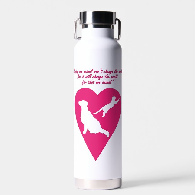 Bouteille D'eau Coeur de chien et de chat (Avant)