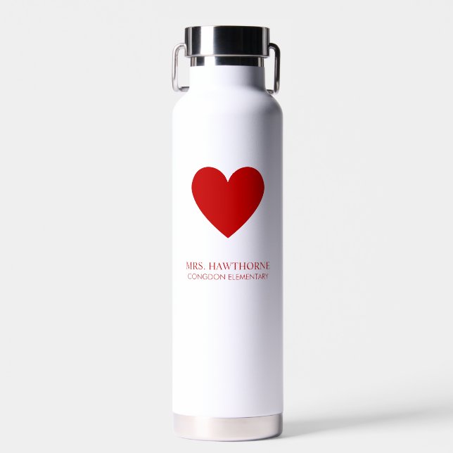 Bouteille D'eau Cœur d'enseignant personnalisé (Avant)