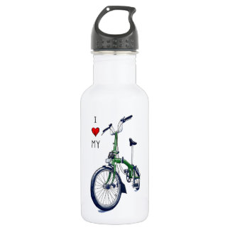 Bouteille D'eau Coeur I mon Brompton (vert)