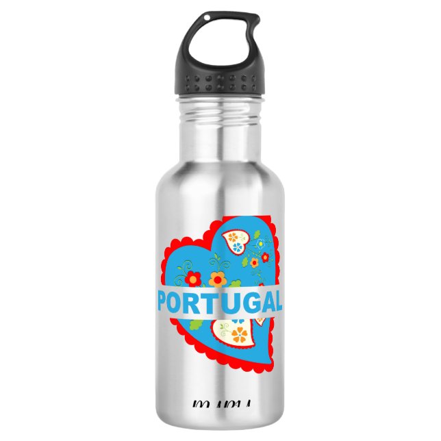 Bouteille D'eau Coeur portugais joyeux (Devant)