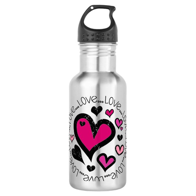 Bouteille D'eau Coeurs Amour Amour Amour (Devant)