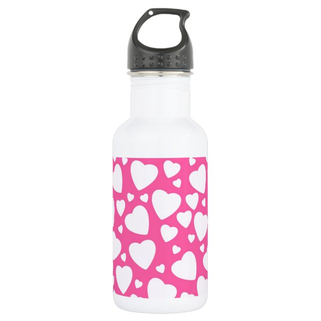 Bouteille D'eau Coeurs d'amour roses (Devant)
