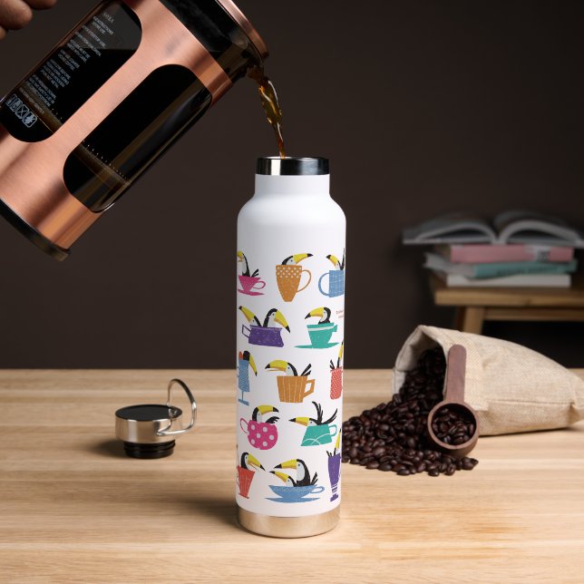 Bouteille D'eau Coffee with Toucans (Café (pivoté))