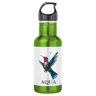 Bouteille D'eau Colibri élégant sur fond blanc