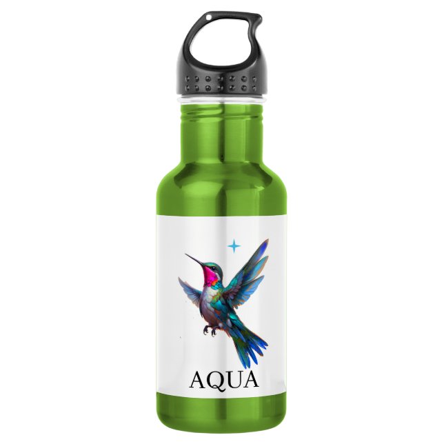 Bouteille D'eau Colibri élégant sur fond blanc (Devant)