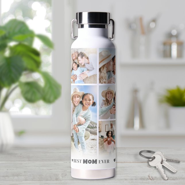 Bouteille D'eau Collage de photos de maman (Mom Photo Collage Water Bottle)