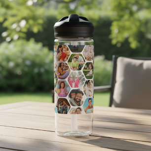 Bouteille D'eau Collage de photos multiples simple motif hexagonal