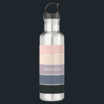 Bouteille D'eau Colorblock Morning Meadow Nom personnalisé<br><div class="desc">Morning Meadow Colorblock Nom personnalisé Bouteille d'eau en acier inoxydable présente un design moderne simple et coloré d'un motif en bloc de couleur dans les tons rose,  violet et gris avec votre nom personnalisé. Conçu par ©Evco Studio www.zazzle.com/store/evcostudio</div>