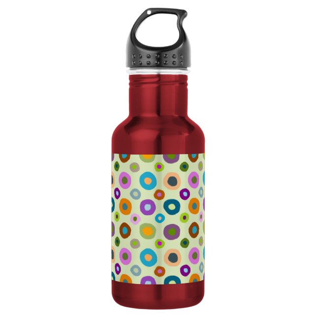 Bouteille d'eau colorée boho funky rouge & vert (Devant)