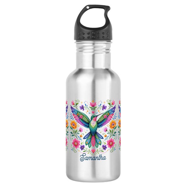 Bouteille D'eau Coloreux Colibri d'art Flok (Devant)