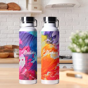 Bouteille D'eau Colorful Moderne Peinture Abstraite Ajouter un nom