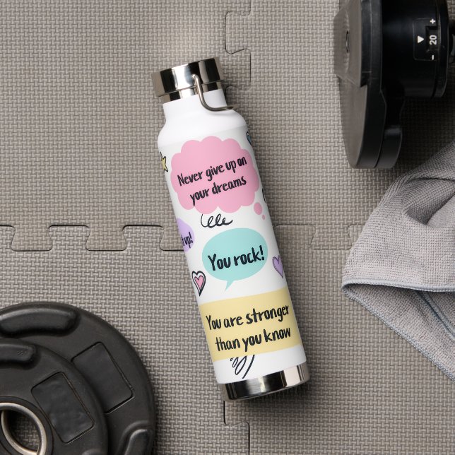 Bouteille D'eau Colorful Motivational Quotes (Salle de sport (pivotée))