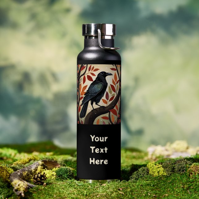 Bouteille D'eau Colorful Raven Perched in a Tree (Extérieur (pivotée))