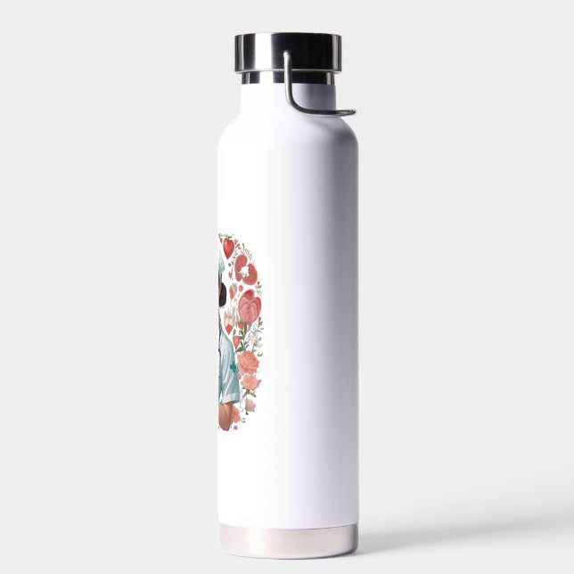Bouteille D'eau Compassionate Nurse – Elegant Floral Art Illustrat (Gauche)