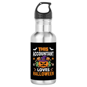 Bouteille D'eau Comptable Aime Halloween Citrouille Comptable Desi