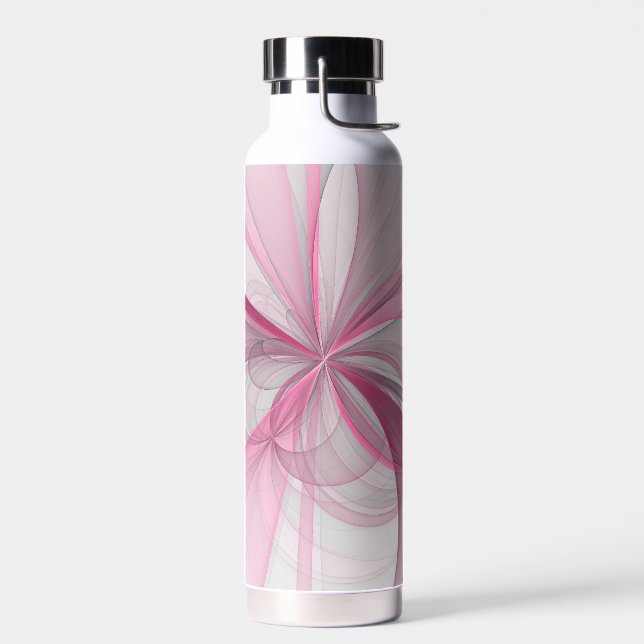 Bouteille D'eau Conception Abstraite de fractal rose pâle moderne (Gauche)
