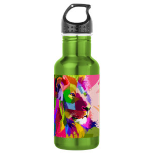 Bouteille D'eau Conception d'art pop prismatique coloré de lion