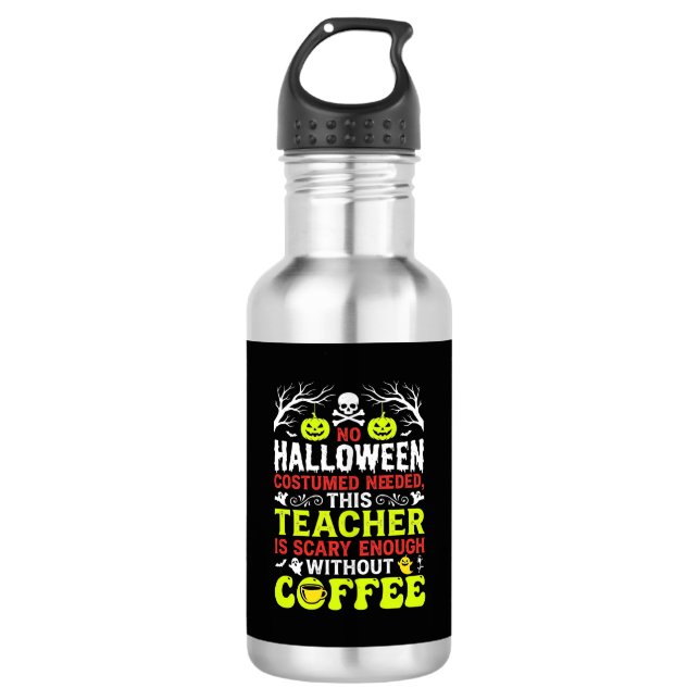 Bouteille D'eau Conception de café assez effrayante pour Halloween (Devant)