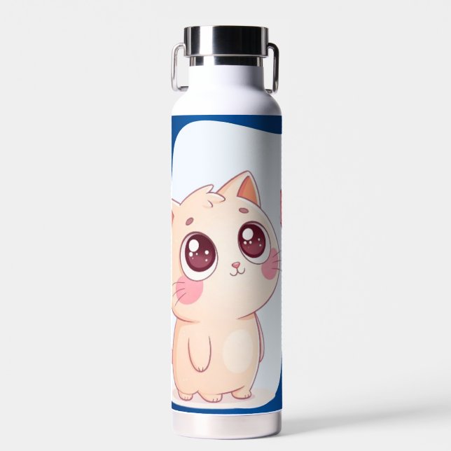 Bouteille D'eau Conception de chat mignon félin Kawaii adorable (Avant)