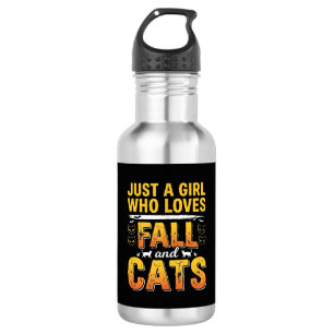 Bouteille D'eau Conception de chats d'automne Halloween Fille_1
