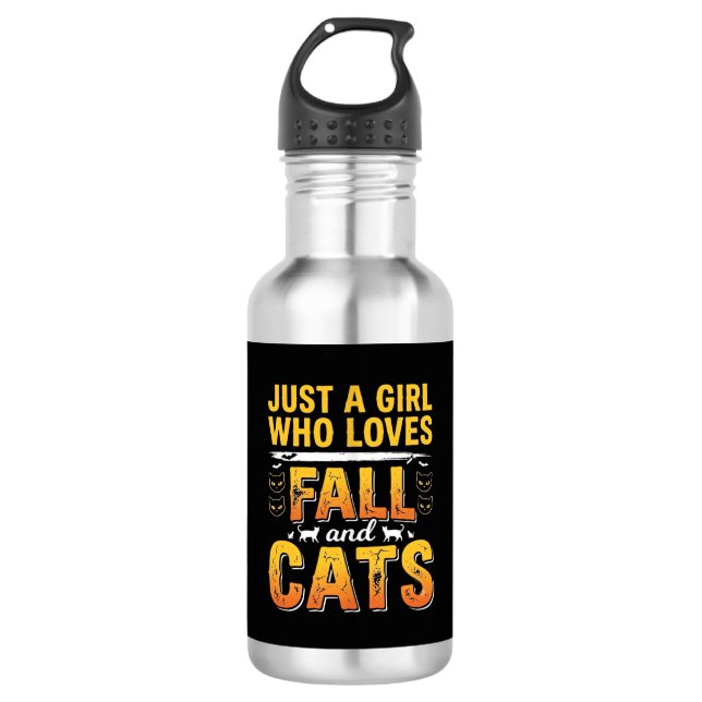 Bouteille D'eau Conception de chats d'automne Halloween Fille_1 (Devant)