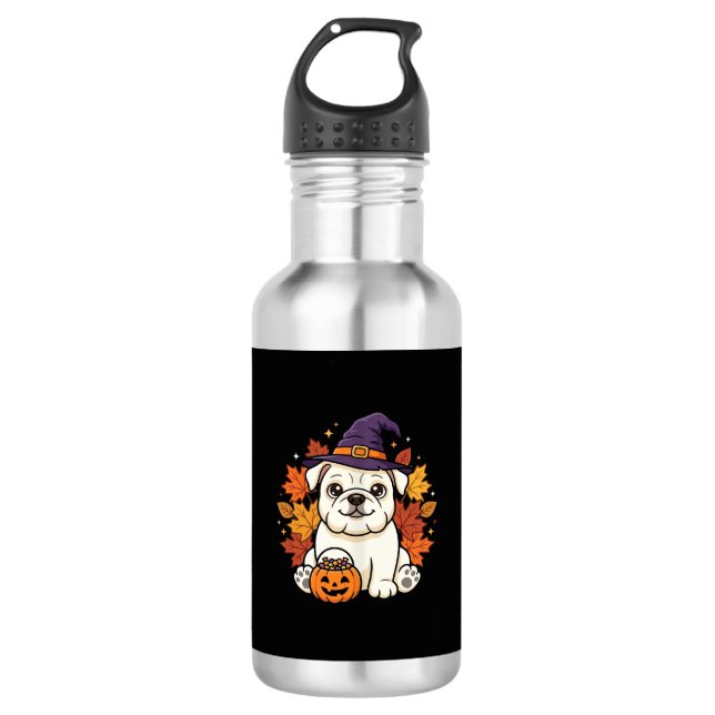 Bouteille D'eau Conception de chien de citrouille d'Halloween de B (Devant)
