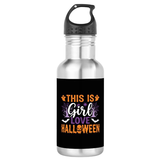 Bouteille D'eau Conception de fantôme Halloween Girl Love_1 (Devant)