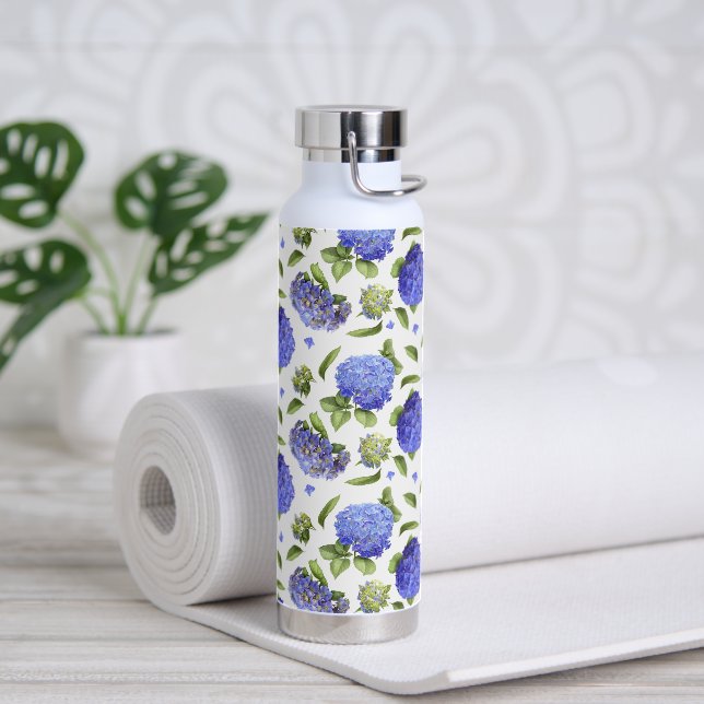 Bouteille D'eau Conception de fleurs d'hortensia bleues (Yoga)