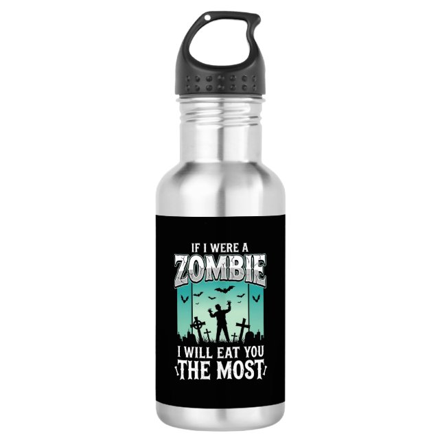 Bouteille D'eau Conception de Halloween Zombie Je vais te manger_1 (Devant)