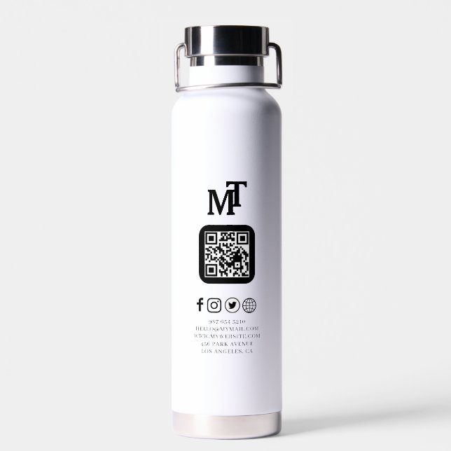 Bouteille D'eau Conception de logo de code QR de marque d'entrepri (Arrière)
