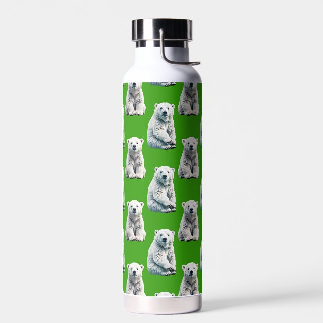 Bouteille D'eau Conception de motif d'ours polaire vert  (Gauche)