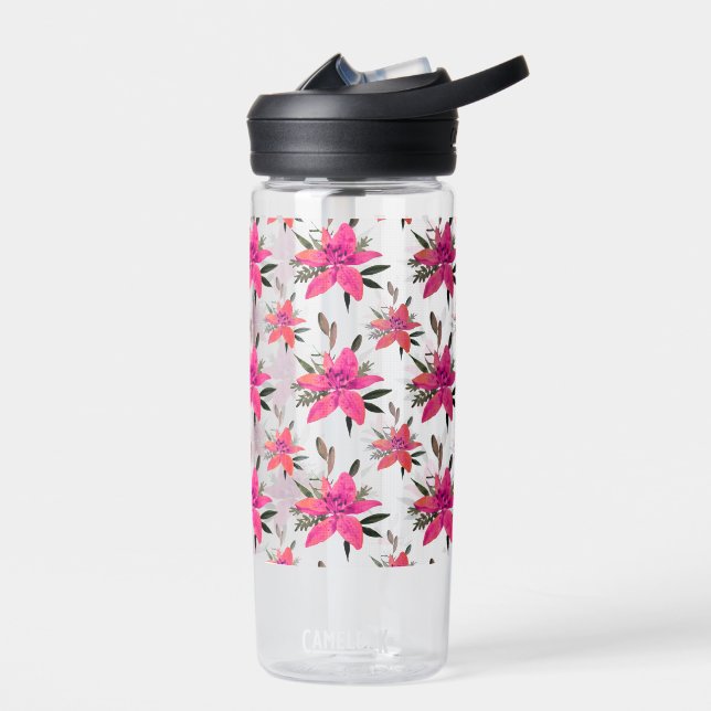 Bouteille D'eau Conception de motif floral Fleurs roses (Gauche)