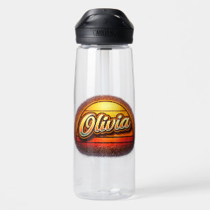 Bouteille D'eau Conception de nom personnalisé Olivia Retro Sunset