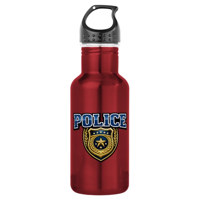 Bouteille D'eau Conception de texte gras pour badge de police (Devant)