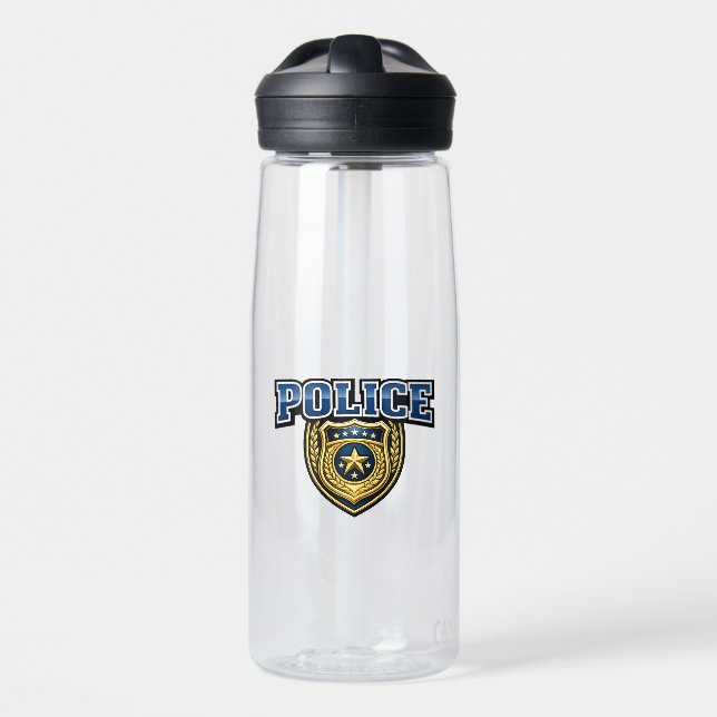 Bouteille D'eau Conception de texte gras pour badge de police (Avant)
