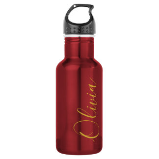 Bouteille D'eau Conception de type de nom de script Olivia rouge m