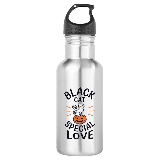Bouteille D'eau Conception de vecteur de chat noir d'amour spécial (Devant)