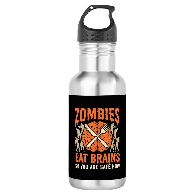 Bouteille D'eau Conception de vecteur drôle de zombie mangeant des (Devant)