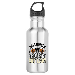 Bouteille D'eau Conception de vecteur vintage de dame de chat effr