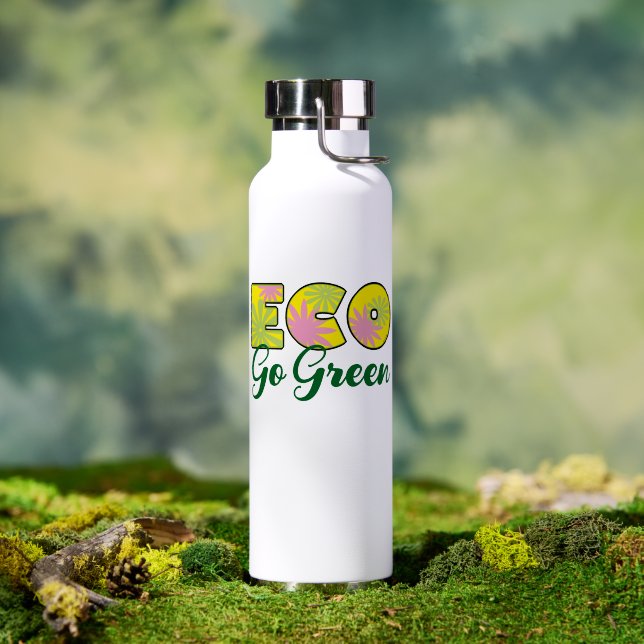 Bouteille D'eau Conception Éco Rétro Verte (Extérieur (pivotée))