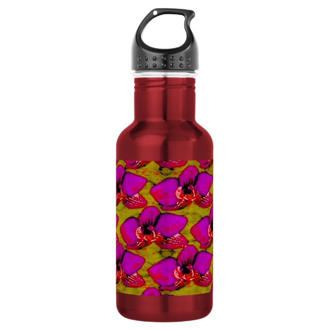Bouteille D'eau Conception Florale Magenta Groovy (Devant)