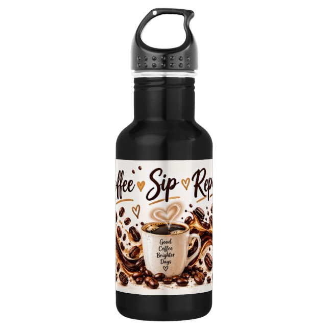 Bouteille D'eau Conception pour amateur de café 'Coffee Sip Repeat (Devant)