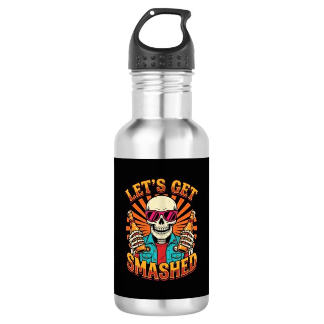 Bouteille D'eau Conception squelette de bière écrasée Halloween dr (Devant)