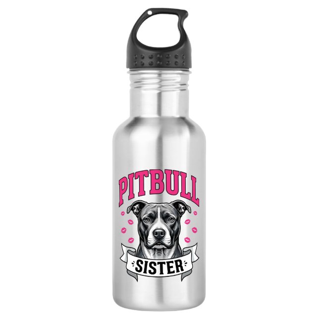 Bouteille D'eau Conception vectorielle de sœur Pitbull amateur de  (Devant)
