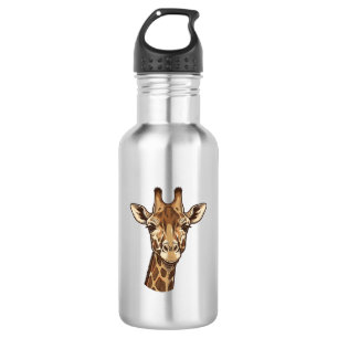Bouteille D'eau Conception vectorielle de tête de girafe gravée vi