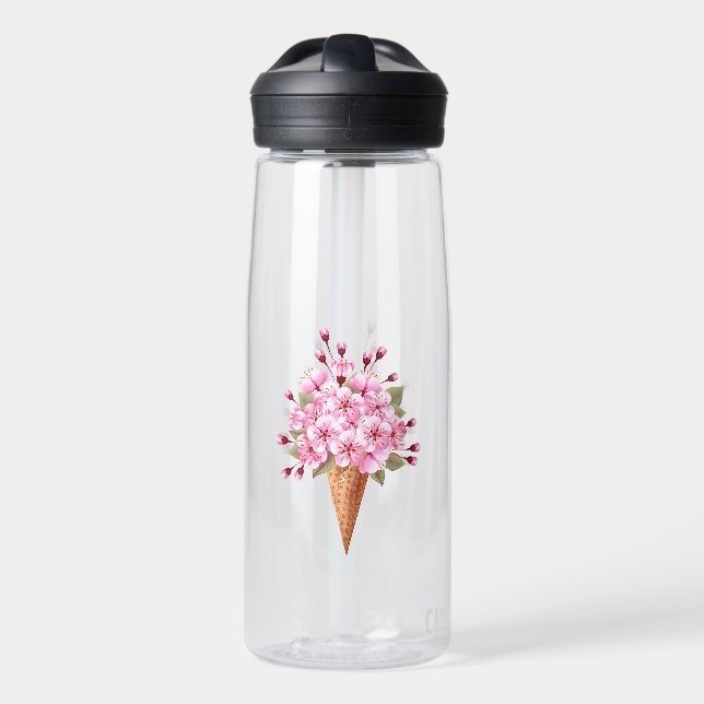 Bouteille D'eau Cône rose Sakura crème glacée gaufre (Avant)